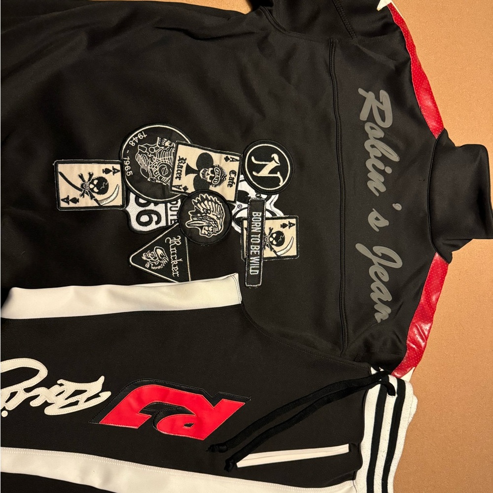 Robin's Jean Black and Red Graphic Jacket - MATCHING SET